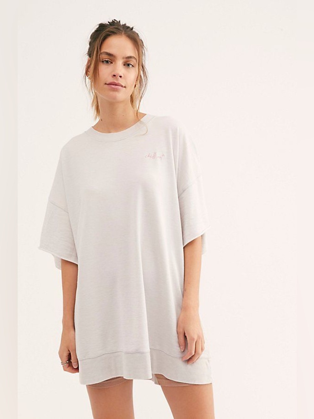 Free People “good vibes” cozy cool girl sleep oversized tee
